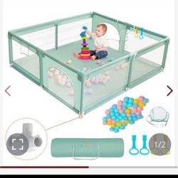 COMOMY Playpens For Babies And Toddlers, 71"X59" Baby Playard Extra Large, Safe And Non-Slip Baby Fence, Full Mesh Design, Indoor & Outdoor Kids Activ