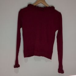 Anne Fontaine designer dark Red Ruffled cardigan Sweater 