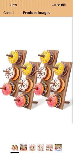 4 Pcs Donut Stand Acacia Wood Doughnut Display Dessert Donut Wall Holders Table Decoration for Party, Dessert Table, Birthday, Wedding, Baby Shower, B