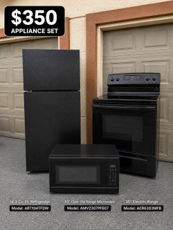Electric stove - refrigerator - over the range microwave