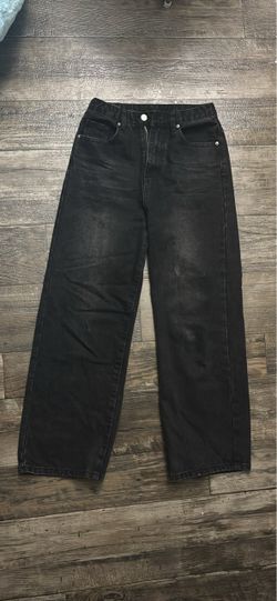 Black Wide-Leg Denim Jeans