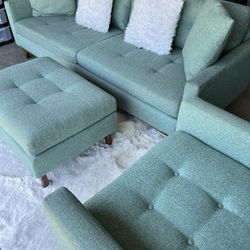 Teal 3pc Sofa Couch Set