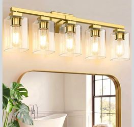 Brand new in box gold bathroom light fixture / vanity light