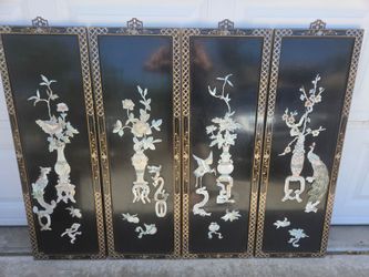 Vintage asian 4 hanging panels