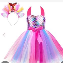 Simplecc Girls Mermaid Costume Mermaid Princess Tutu Dress For Birthday Party Size 5-6 Years  ** bundle items to save on shipping charges. Add multipl