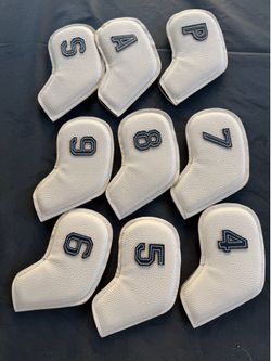 Iron head covers beige with black letters