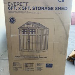 Suncast 6 ft. W × 5 ft. D Plastic Resin Storage Shed with Floor (34 sq. ft.) in Dark Taupe (Gray)