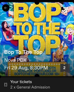 ($100 OBO!!!) 2 Bop To The Top Tickets For Tomorrow (8/29)