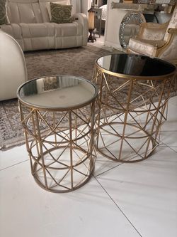 Gold Geometric Nesting Side Tables Set of 2