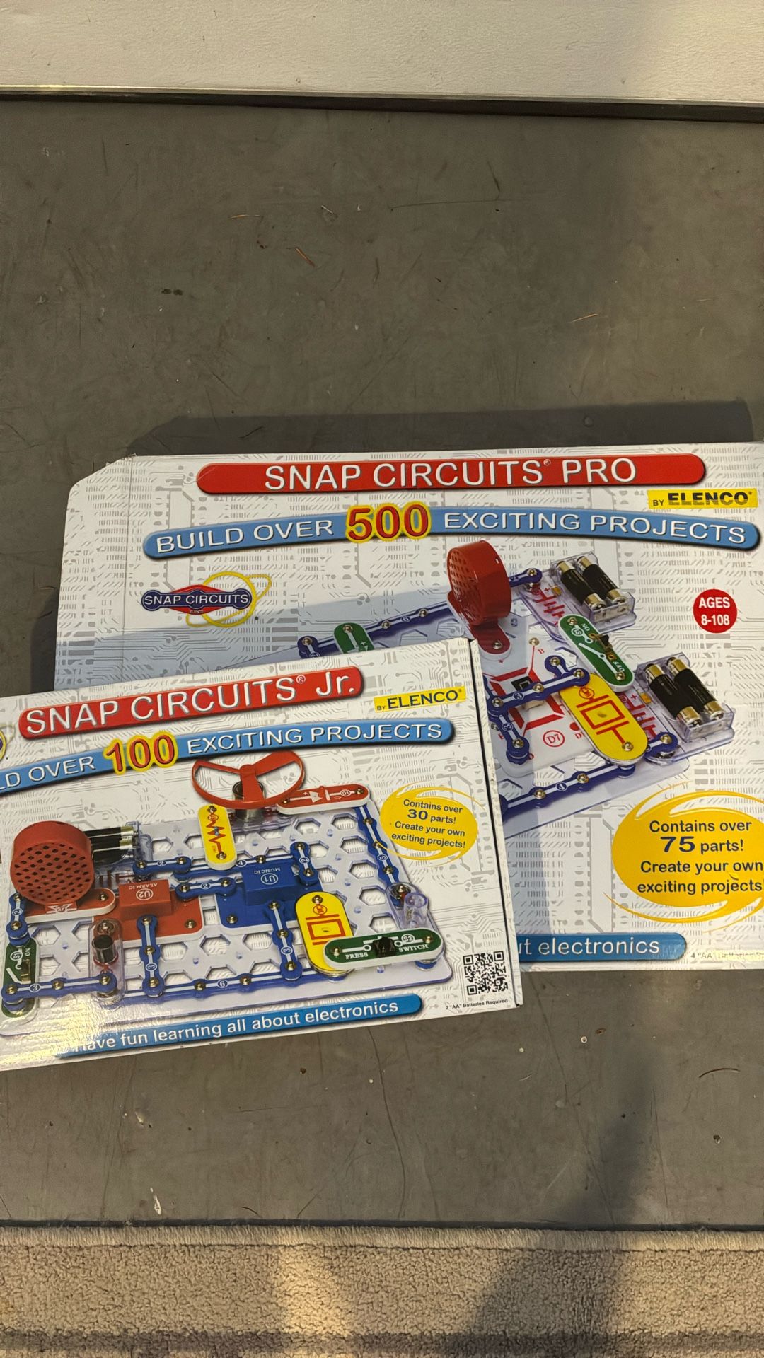 Two Snap Circuit Sets. One Jr., One Pro