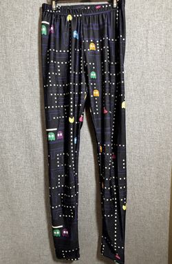 Pac-Man Print Stretch Leggings Maze Blinky, Pinky, Inky, and Clyde Video Game