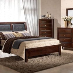 MODERN NEW EMILY MERLOT QUEEN BEDROOM SET ON SALE ONLY $1099. KING SET $1199. IN STOCK SAME DAY DELIVERY 🚚  EASY FINANCING 