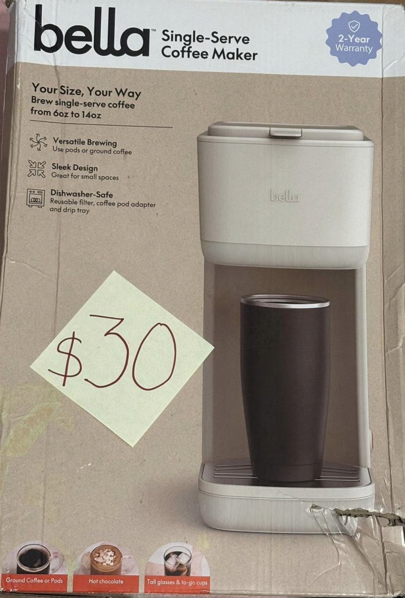 Bella Single-Serve Coffee Maker - Oatmilk