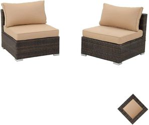 2PCS Wicker Cushioned Sofa Set