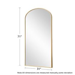71x32in Arched Full Length Mirror Standing Hanging or Leaning Against Wall, Oversized Large Bedroom