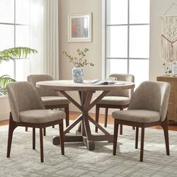 186 VKNOW Modern Dining Chairs Set of 4, Faux Leather Kitchen Chairs with Wood Legs, Upholstered Side Chair for Kitchen Dining Room, Taup