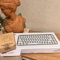 White Logitech Computer Laptop Popkey Keyboard Cute Typewritter Style And Mouse Bluetooth keyboard And Wireless 