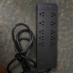 GE 10 OUTLET/2 USB OUTLET 4 FOOT CORD SURGE PROTECTION