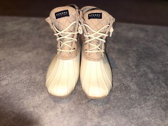 Sperry Saltwater Quilted Duck Boot Boots in Cream Top Siders Size 9