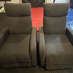 Pair of small Gray Recliners $20/each 