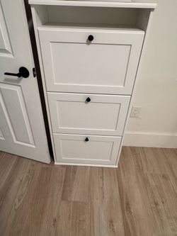 Ikea BRUSALI Shoe cabinet with 3 compartments,  White, 24x11 3/4x51 1/8 "