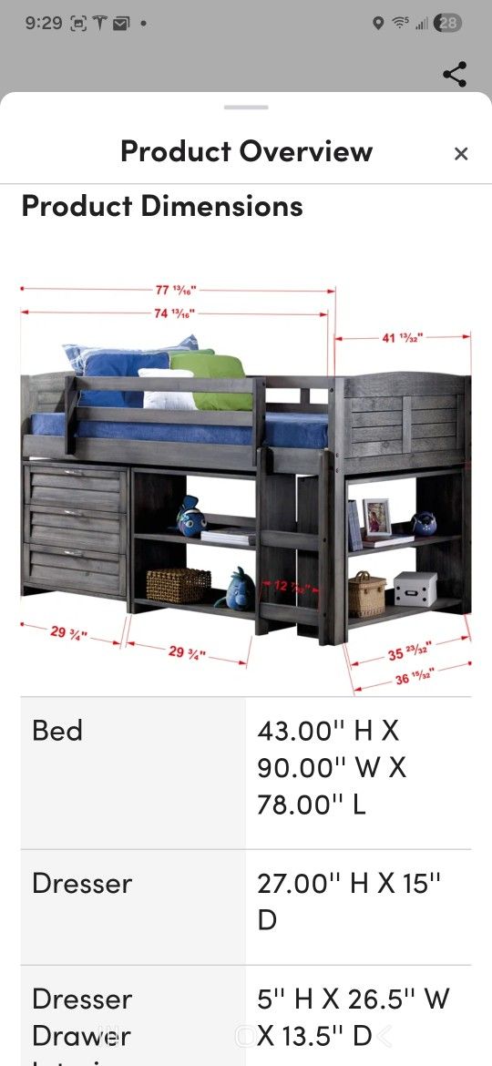Christopher Louver Twin Low Loft3 Piece Bedroom Set