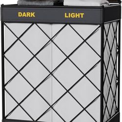 Kureeise Laundry Hamper with 2 Removable Liner Bags, 90L 2 Sections Clothes Hamper with wooden Lid, Large Capacity Iron-Made Laundry Sorter for Bedroo