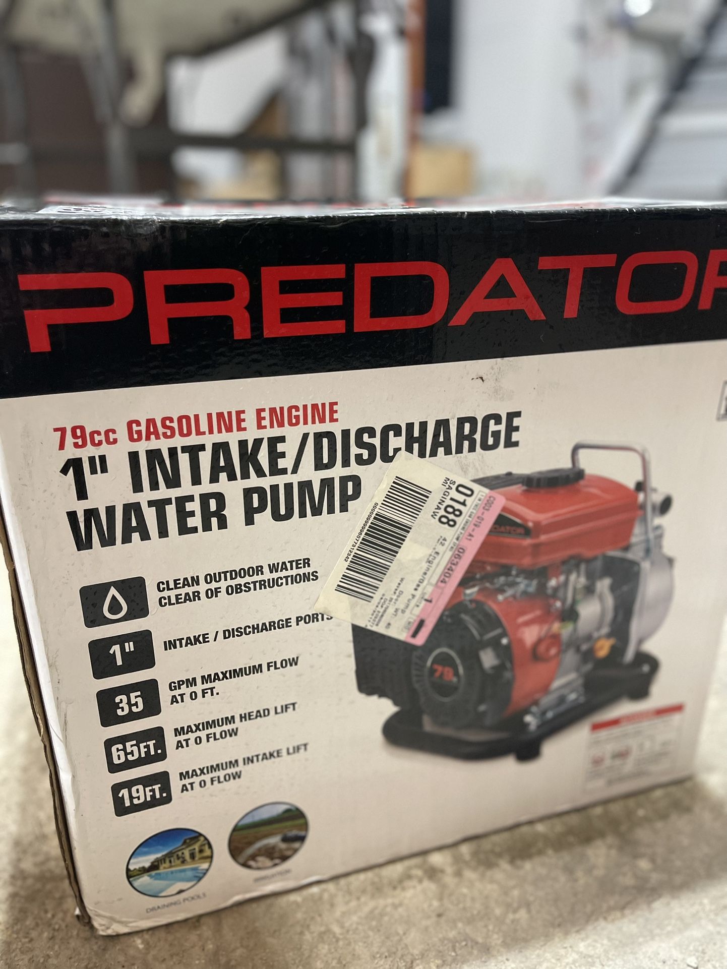 Predator 1” 79cc Gasoline Water Pump – Brand New in Box – $150