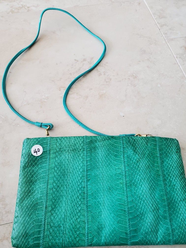 Green Snakeskin Look Clemente Purse
