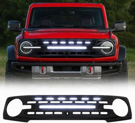 Front Grille with LED Off-Road Lights for Ford Bronco 2021-2025+ 2/4 Door Black ABS