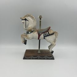 Vintage Hand Painted Cast Iron Carousel Horse Door Stop / book end / bookshelf decor / Christmas decor