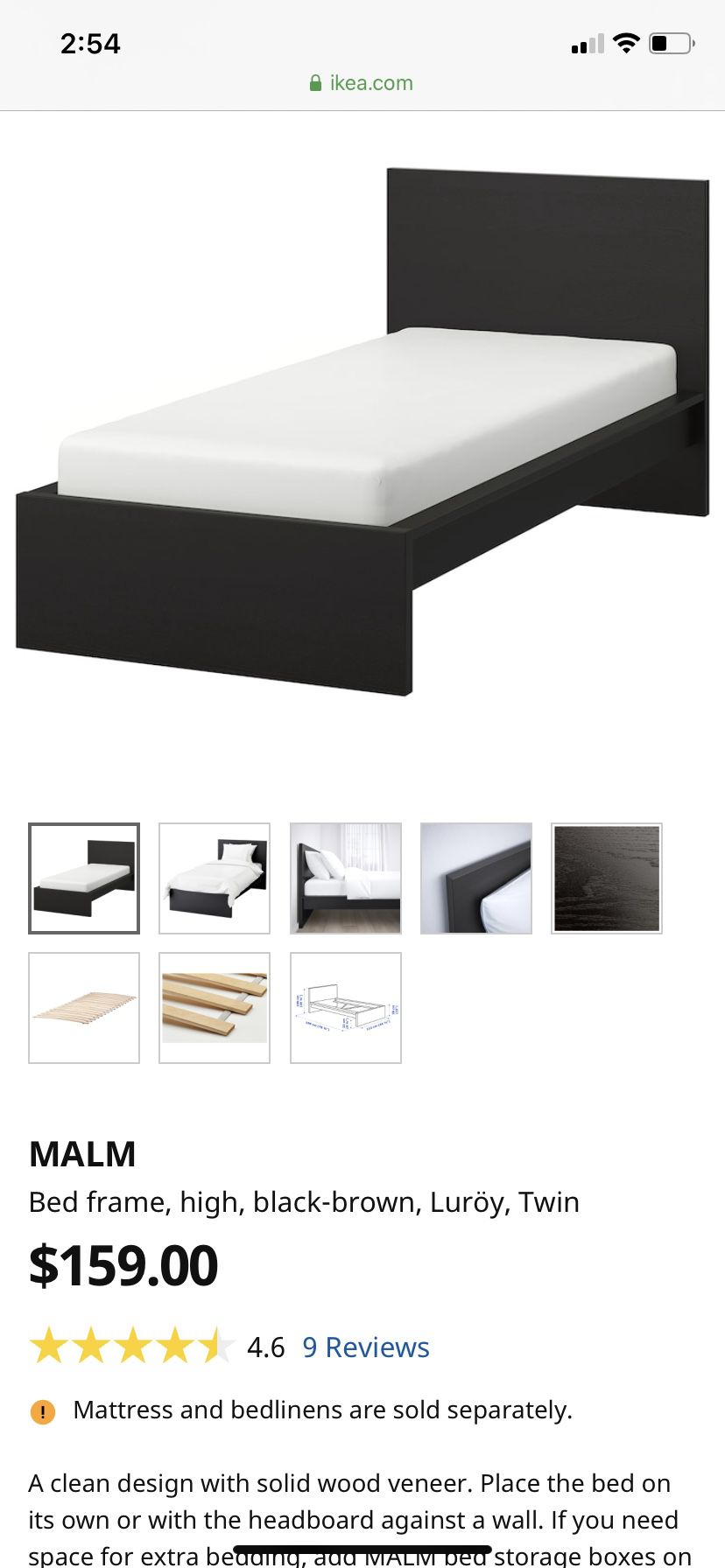 Twin bed gently used-IKEA Malm model