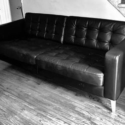 Black Leather-like 80” Sofa *Delivery Available