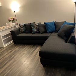 Black Sectional Sofa Couch 