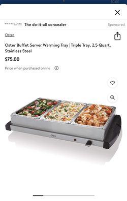 Oster Buffet Server Warming Tray | Triple Tray, 2.5 Quart, Stainless Steel