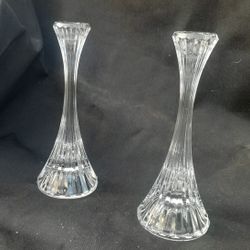 Pair Vintage 1950s crystal Candlestick Holders