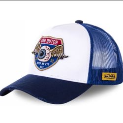 Von Dutch HIG1 White and Blue Trucker Hat