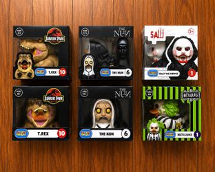 (16) Horror Collectibles Bundle | Funko Pop, Chucky, Beetlejuice, Saw, Jurassic Park, Mystery Figures