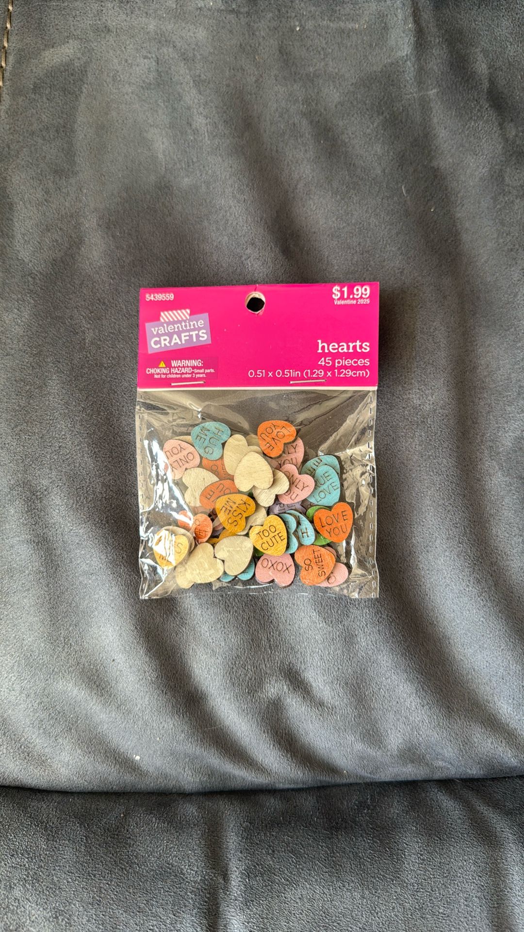 New Valentine Crafts Mini Wooden Conversation Hearts 45 Pieces Art