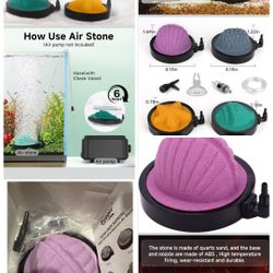 Decorative Aquarium Air Stone, Aqua Sculpture Bubbler Stone Fish Tank Marine-Themed Oxygen Diffuser Kit for Aquarium Fish Tank Decoration and Landscap