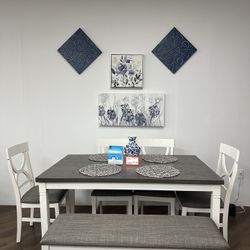 6pc Dining Table & Bench 