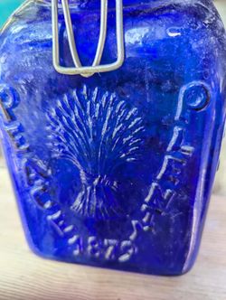 Vintage Blue glass bottles for sale