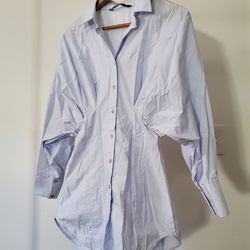 Zara Light Blue / White Button-up Shirt XS