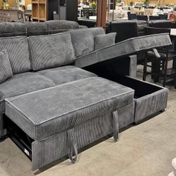 ✅️✅️Gray  Convertible Sectional W/ Cup Holder & W/ USB Port✅️✅️