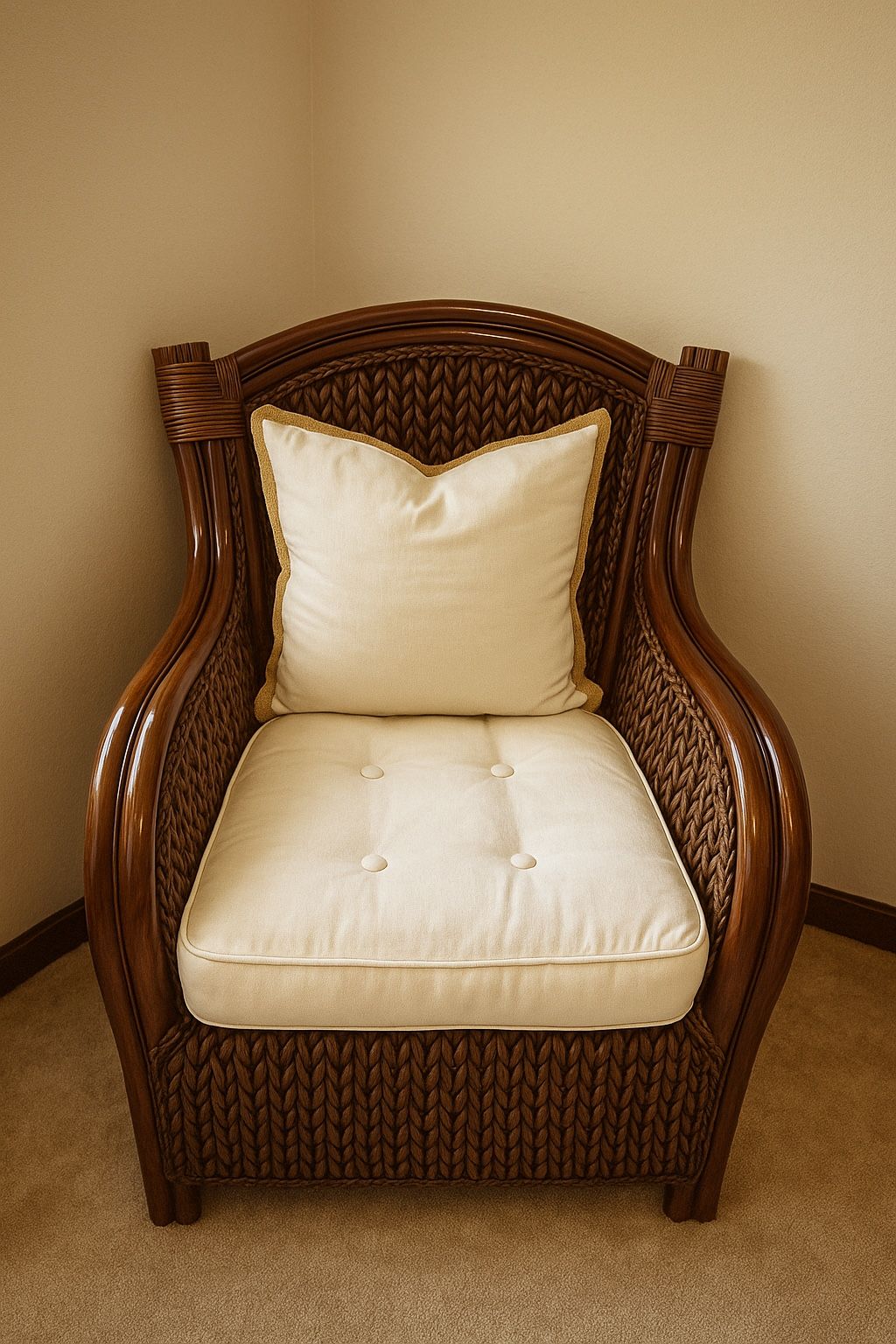 Stylish Wicker Armchair with Cushion – Perfect for Any Space