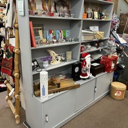 Sale… Gray Shelf Unit Hutch Cabinet