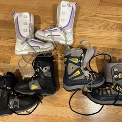 KIDS SNOWBOARD BOOTS. SZ 3 & 4. $50 EACH