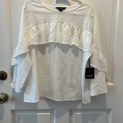 NEW-ruffled White Top Size Xxl By Simply Vera /Vera Wang