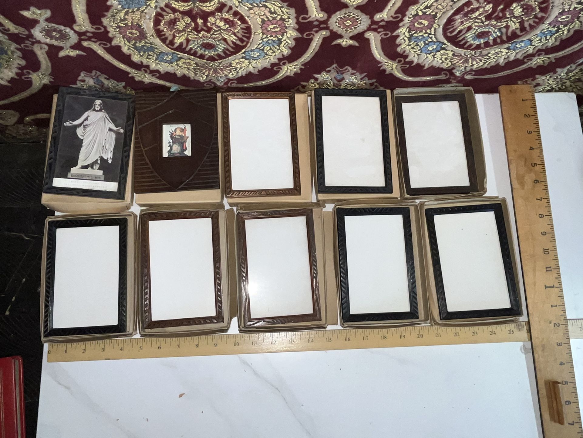 10 Vintage Wood Picture Frames With Glass (New/Old Original Box)
