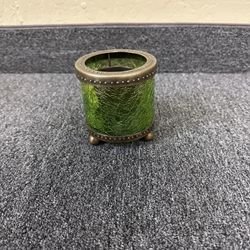 Small Metal And Glass Candle Holder Or Vase